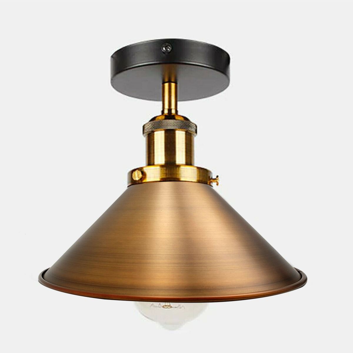 Yellow Brass Vintage Flush Mount Metal Cone Industrial pendant ceiling light~2598-3