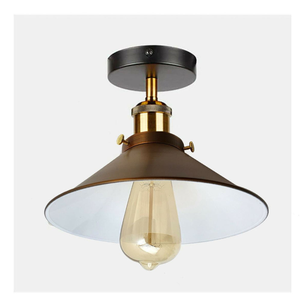 Yellow Brass Vintage Flush Mount Metal Cone Industrial pendant ceiling light~2598-2