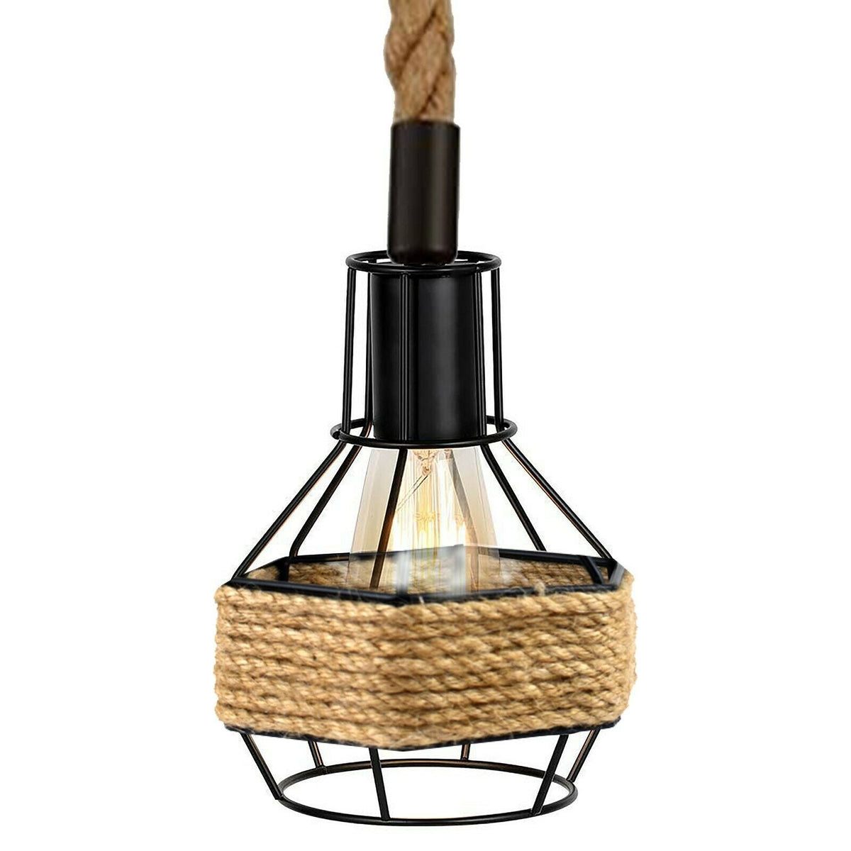 Vintage Pendant Shade Modern Hanging Retro Lighting Industrial Metal Hemp Ceiling~2708-4