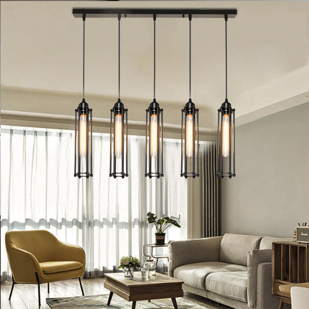 Retro Ceiling Light Suitable E27 Black Wire Cage With Adjustable Black Cable~1496-2