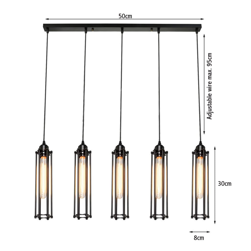 Retro Ceiling Light Suitable E27 Black Wire Cage With Adjustable Black Cable~1496-1