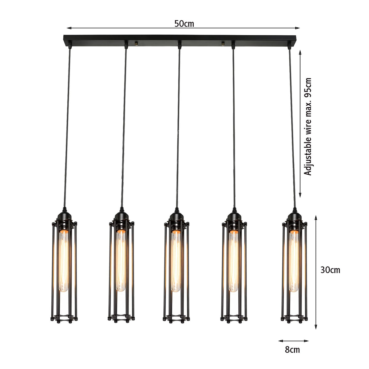 Retro Ceiling Light Suitable E27 Black Wire Cage With Adjustable Black Cable~1496-1