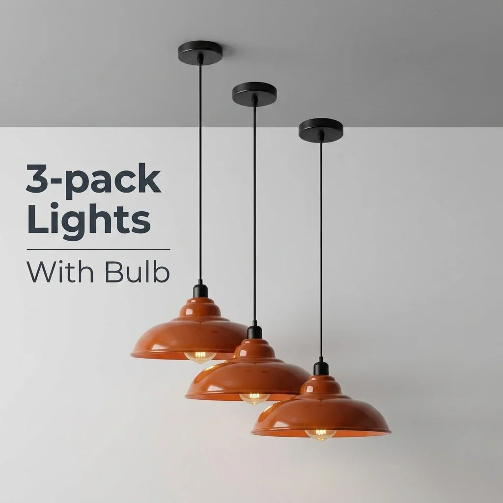 3-Pack Industrial Pendant Lights Curvy Ceiling Lamp ~6616-2