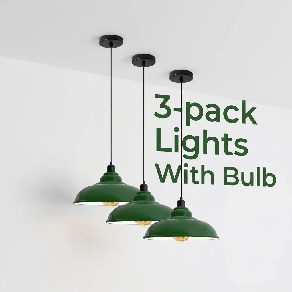 3-Pack Industrial Pendant Lights Curvy Ceiling Lamp ~6616-3