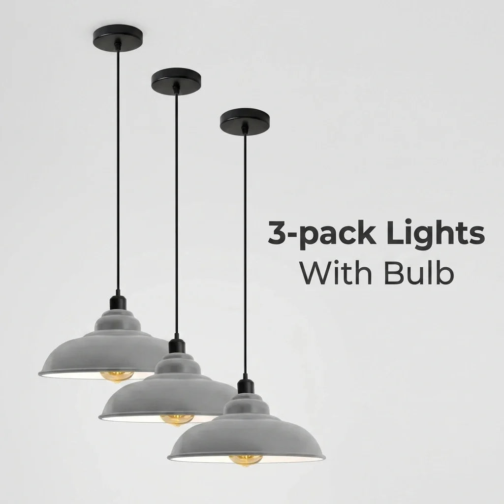 3-Pack Industrial Pendant Lights Curvy Ceiling Lamp ~6616-4