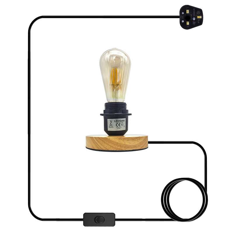 Industrial Plug In Table Lamp Black E27 Holder Night Light~5490-1