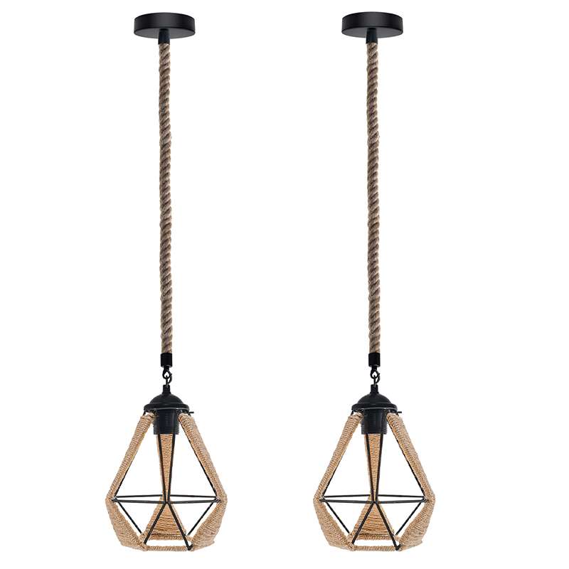 Hemp Rope Pendant Light Vintage Retro Loft Industrial Hanging Lamp~4587-7