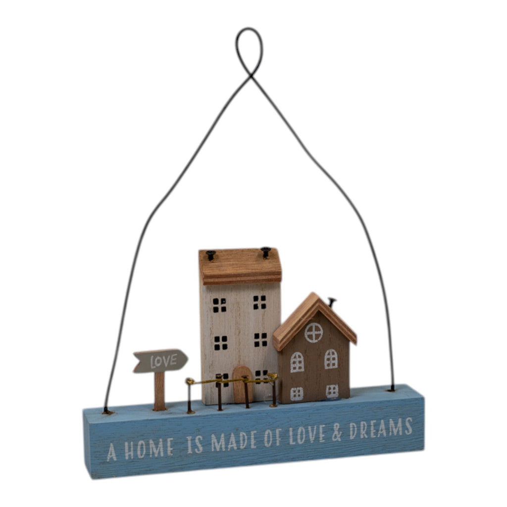 Wooden Hanging Blue Double House-0