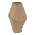Modern Tan Sculptural Ribbed Vase.-0