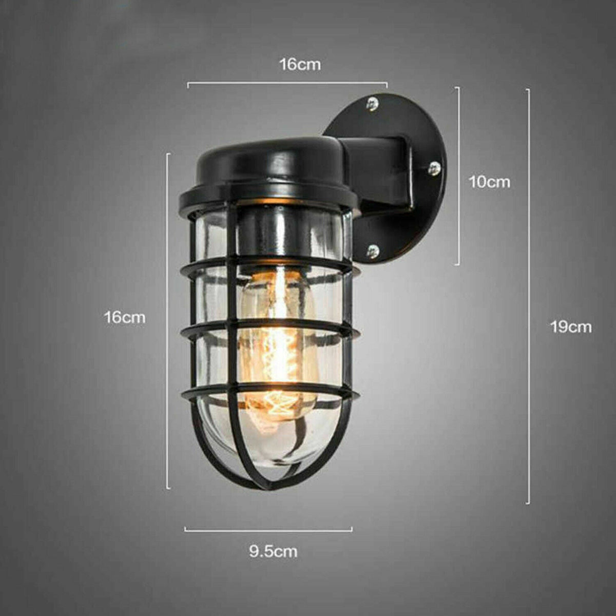 Vintage Industrial Bulkhead Retro Cage| Wall Light E27 Fitting ~5988-3