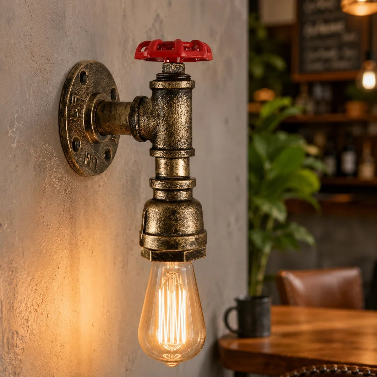 Steampunk Spigot Wall Light  Easy Installation E27~2069-4