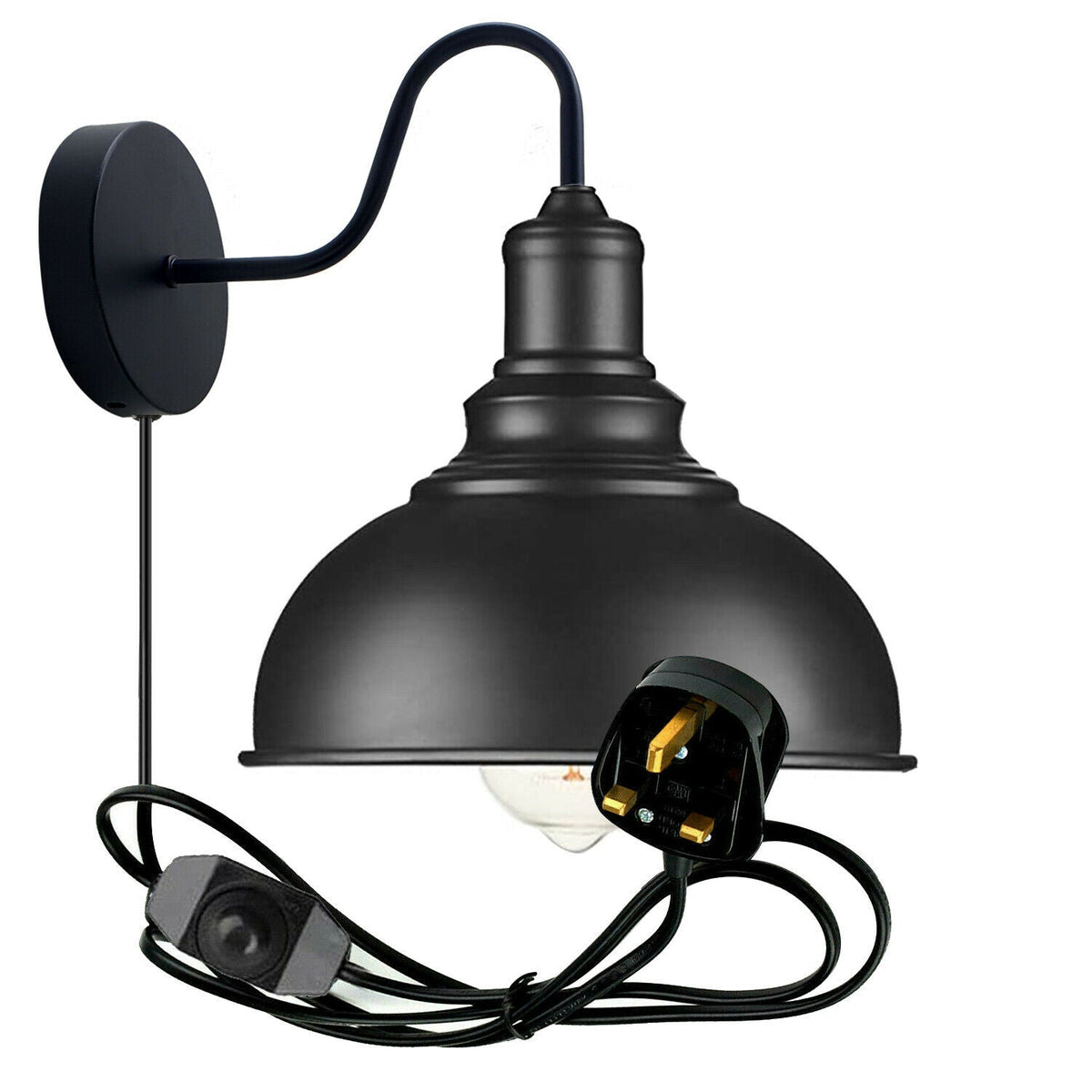 Black wall sconce light Wall mounted Plug in wall light~1851-2