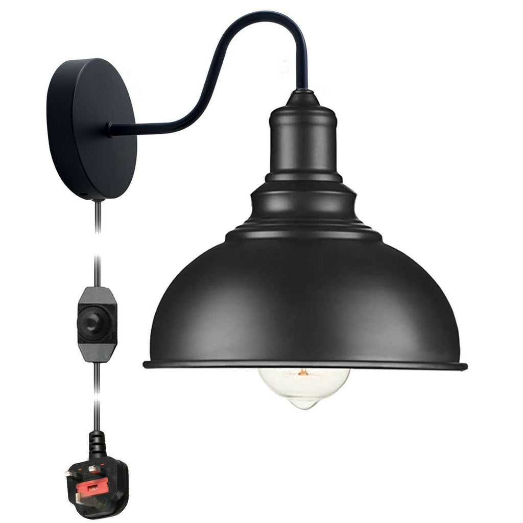 Black wall sconce light Wall mounted Plug in wall light~1851-0