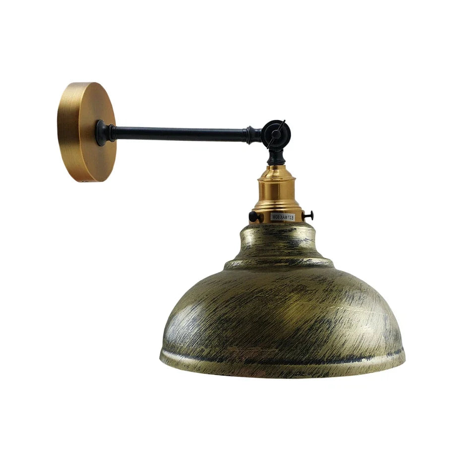 Industrial Adjustable Dome Wall Light E27 Brushed Brass 29cm~3458-0