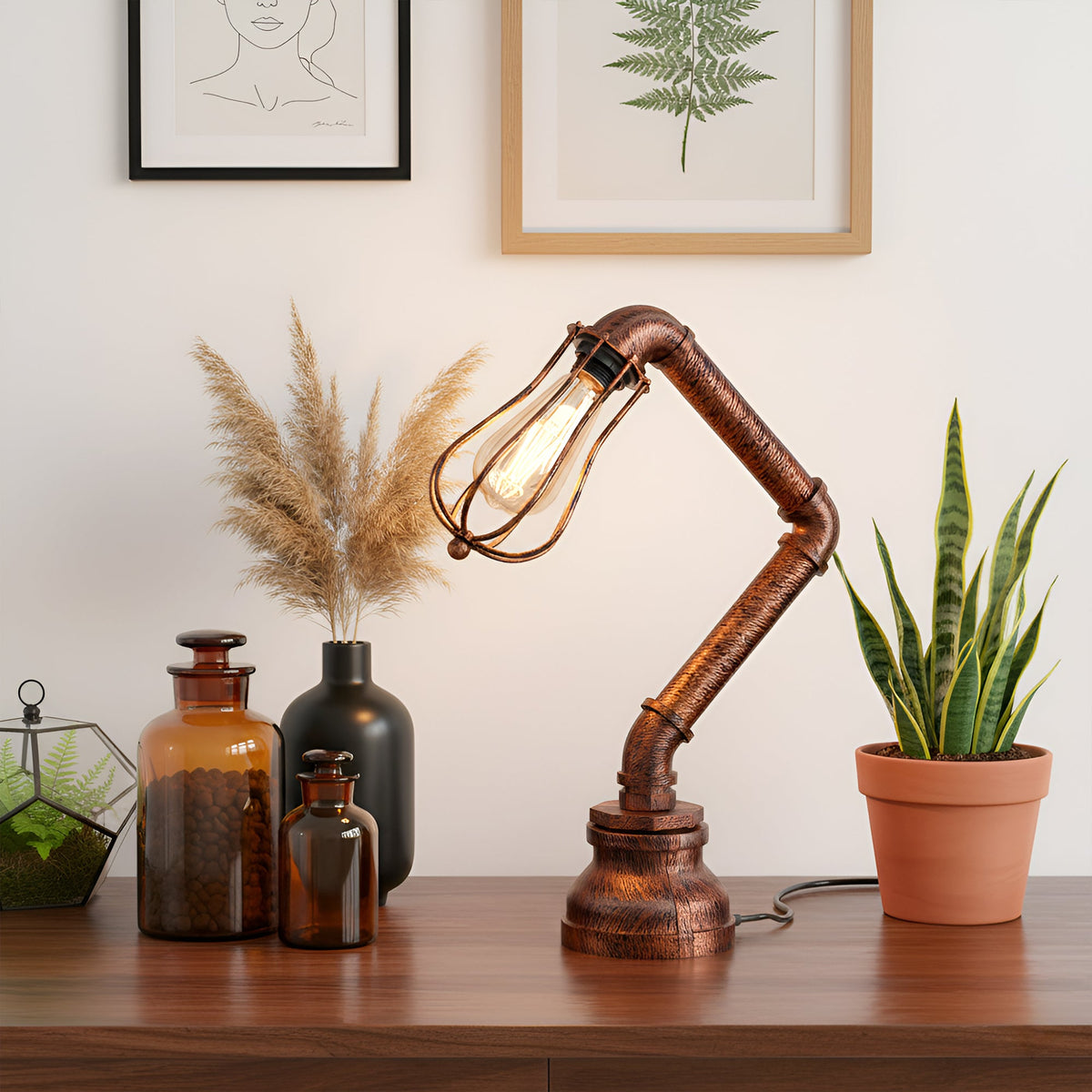 Industrial Retro Steampunk Table Lamp E27 Wire Cage~1306-6