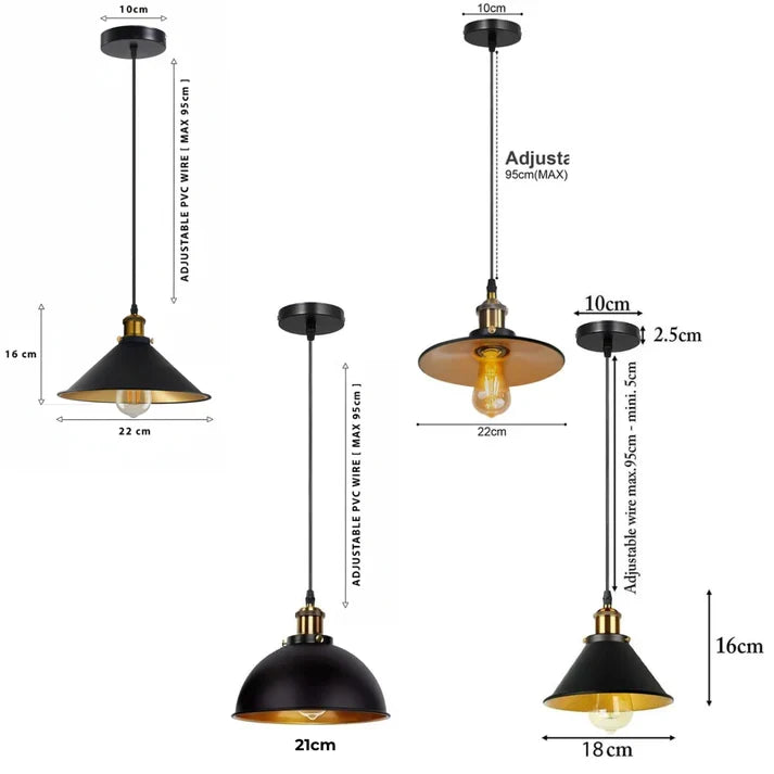 Black Metal Single Pendant Light ~6714-1