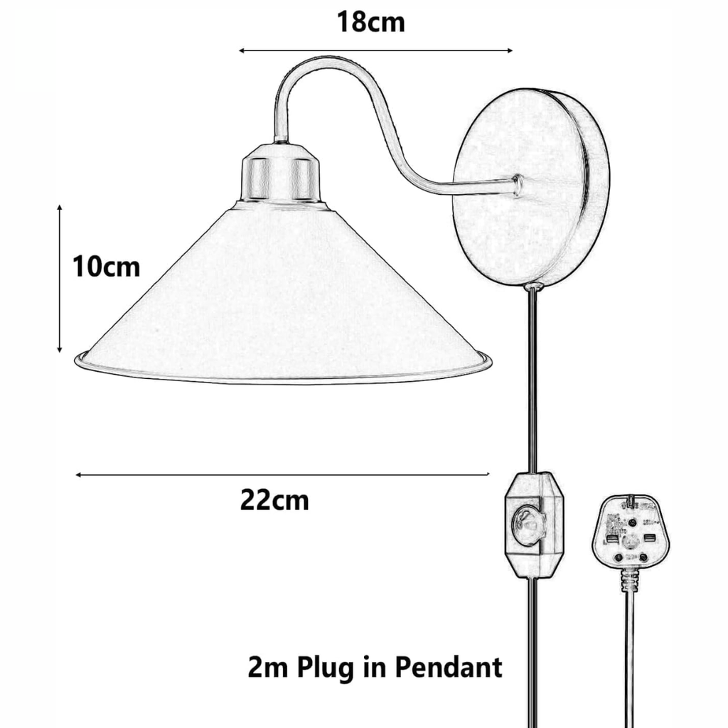 E27 Plugin Wall Light With Dimmer ~6442-1