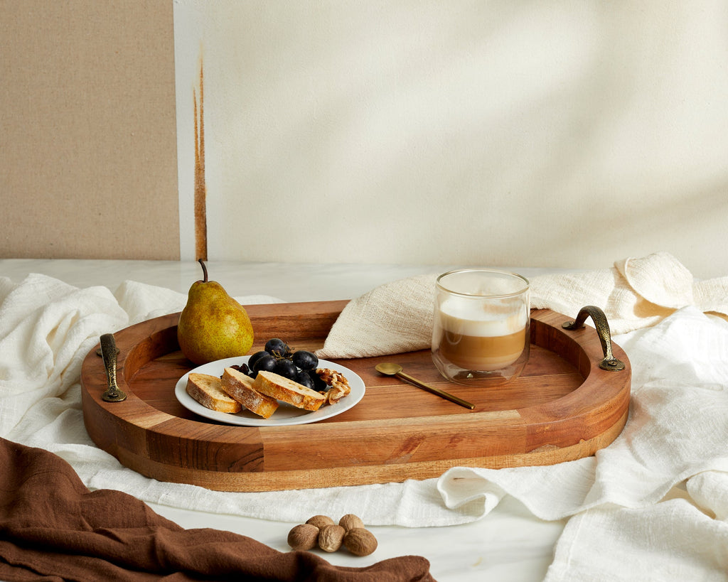 Lyon Wood Oval Serving Tray With Handles-4