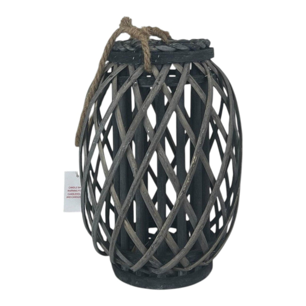 Grey Wicker Lantern 33 cm-0