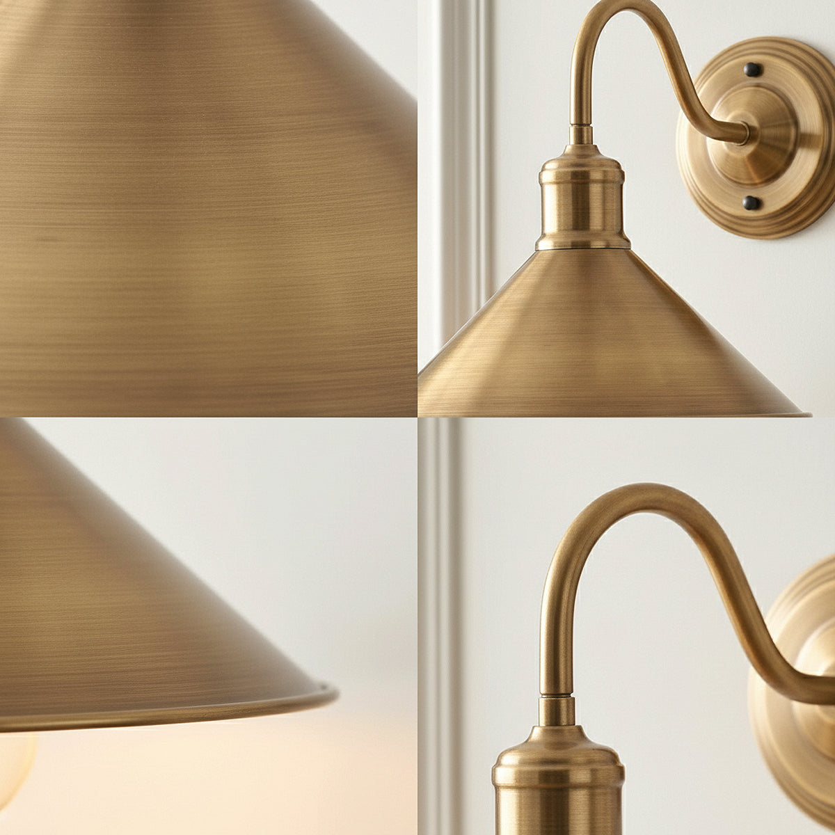 Industrial Swan Neck Wall Light Curved Arm Cone Fitting ~5575-7