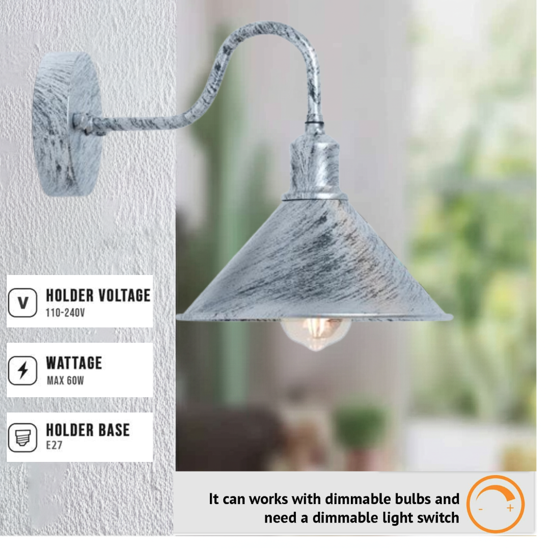 Vintage Swan Neck Galvanized Outdoor Wall Light ~6225-4