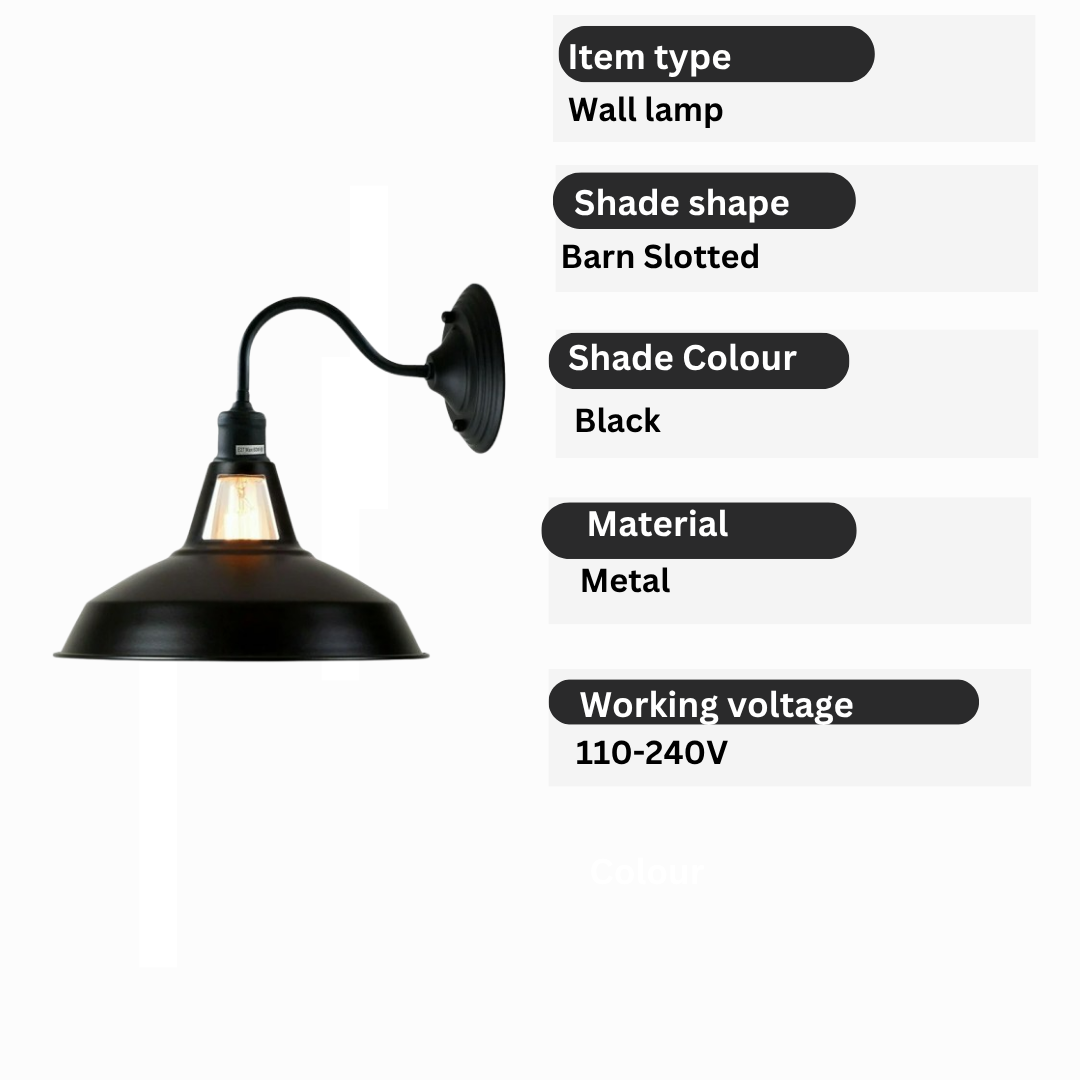 Vintage Retro Industrial Black Wall Lights Indoor Wall Sconce~3628-2