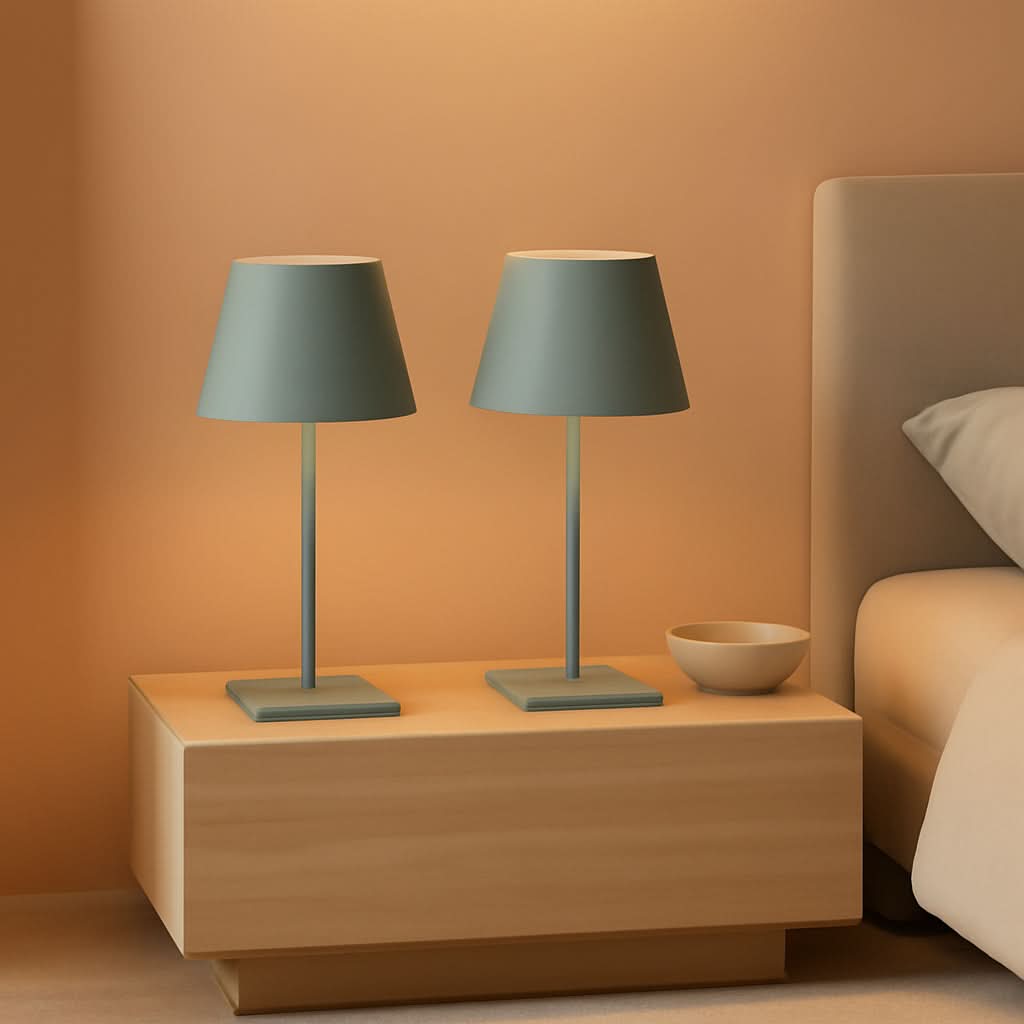 Two Pack Cordless LED Table Lamp 5000mAh Battery Portable Dimmable Green Desk Lamp With 3 Color Temperatures-0