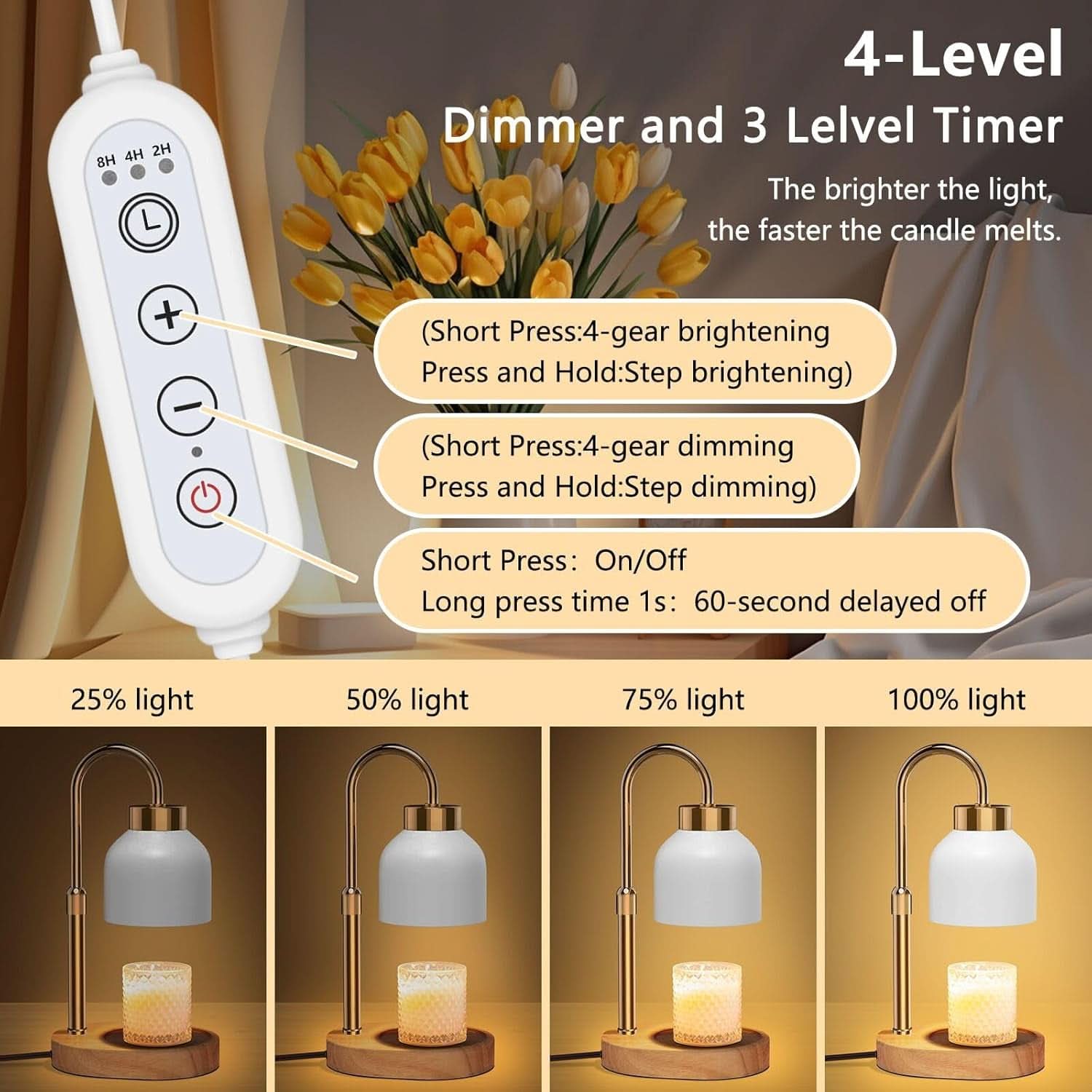 Adjustable Candle Warmer Lamp With Programmable Dimmer-1