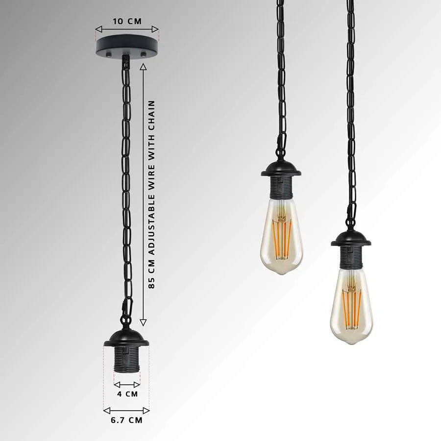 Industrial E27 Pendant Kit Metal Lamp Holder Adjustable Chain Suspension~ 5128