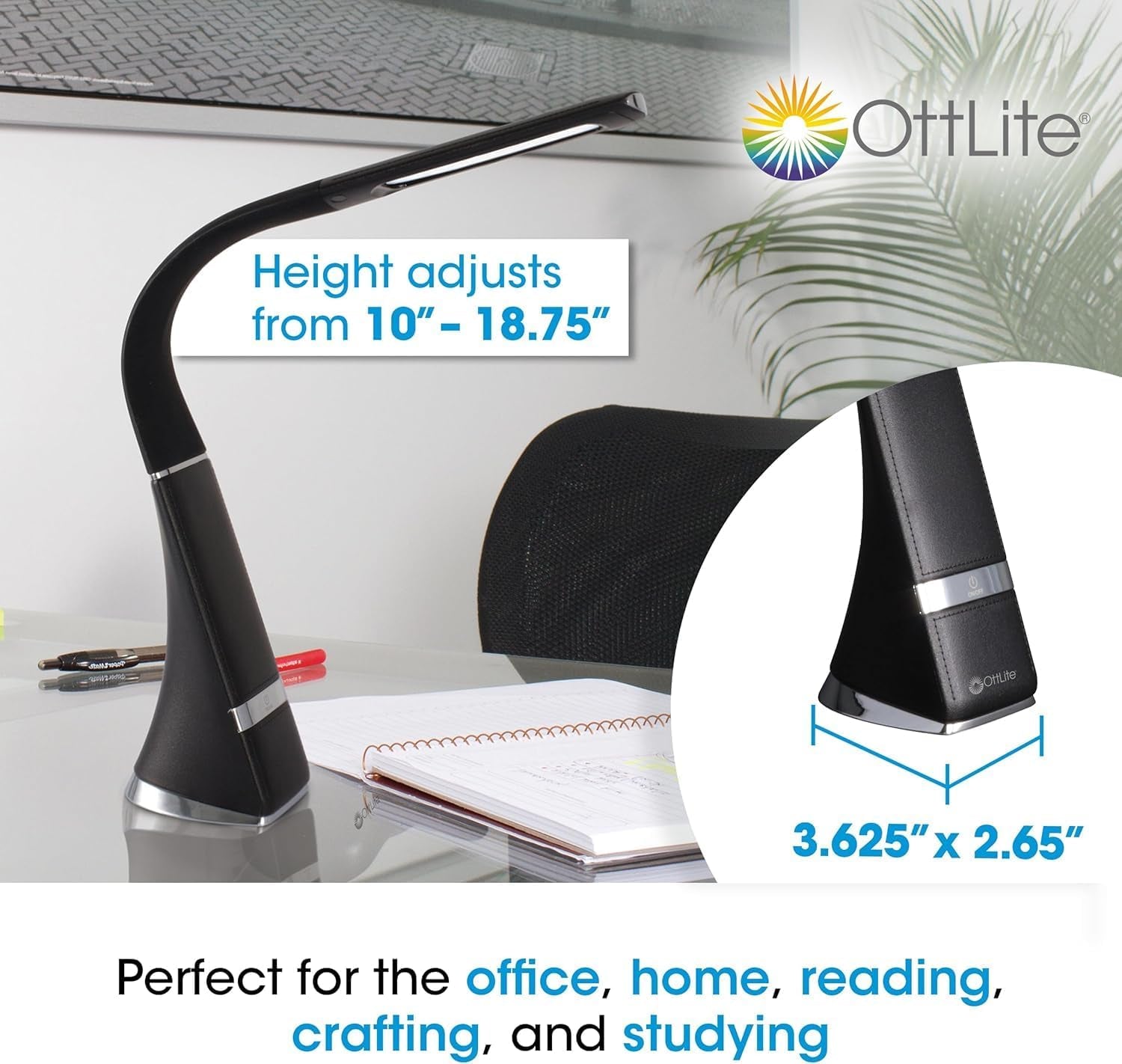 Rechargeable LED Desk Lamp With Dimmable Gooseneck-4
