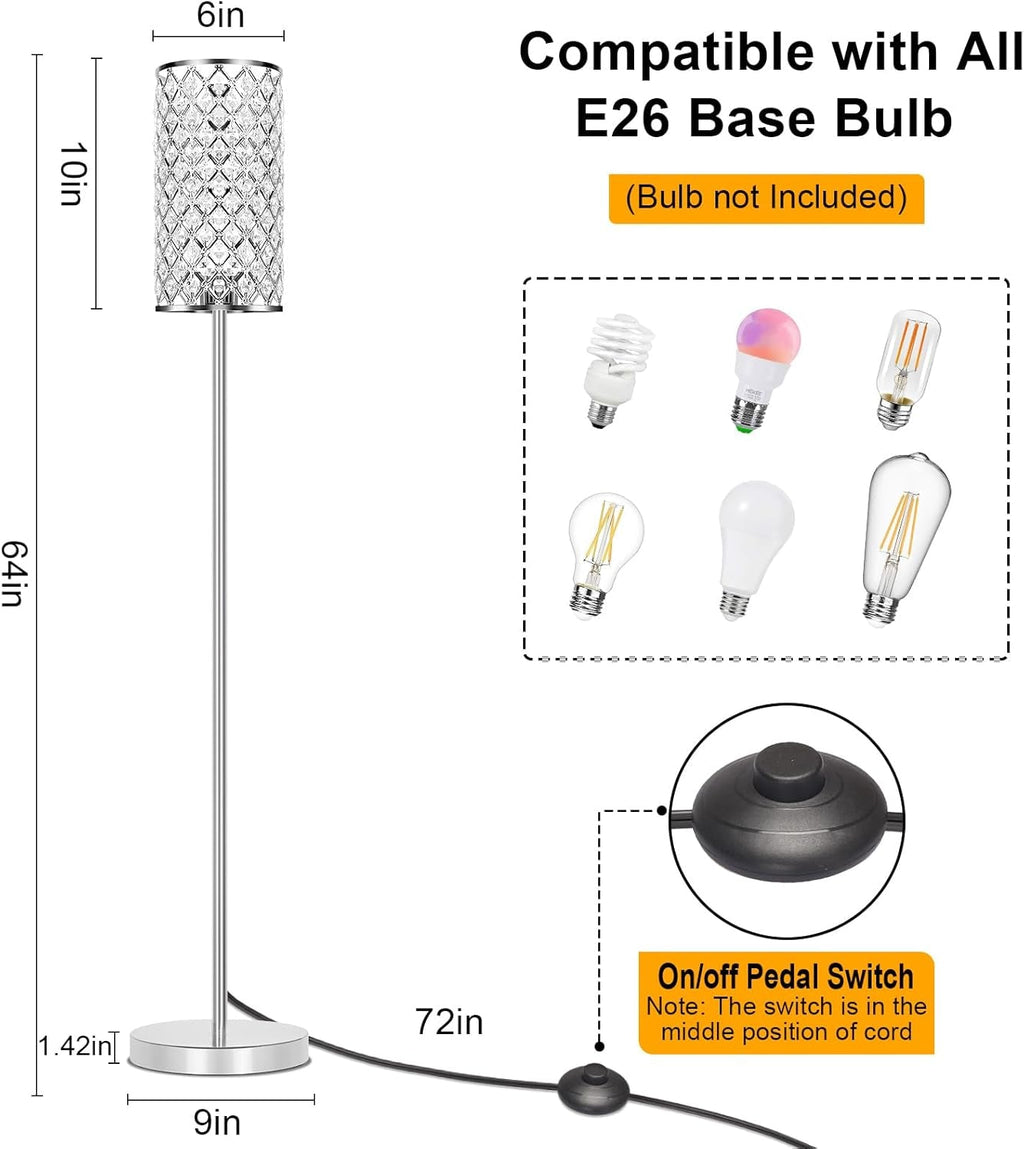Crystal Floor Lamp Featuring Silver Beadwork Illumination-1