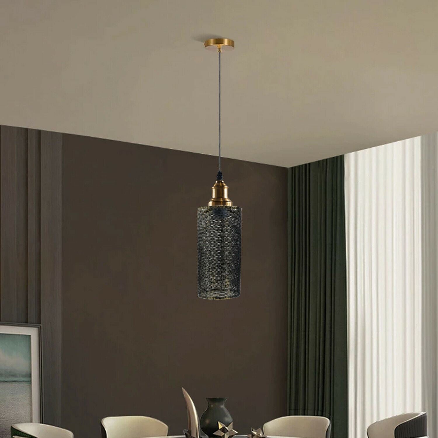 Industrial Metal Cage Pendant Ceiling Lamp Light~1316-0