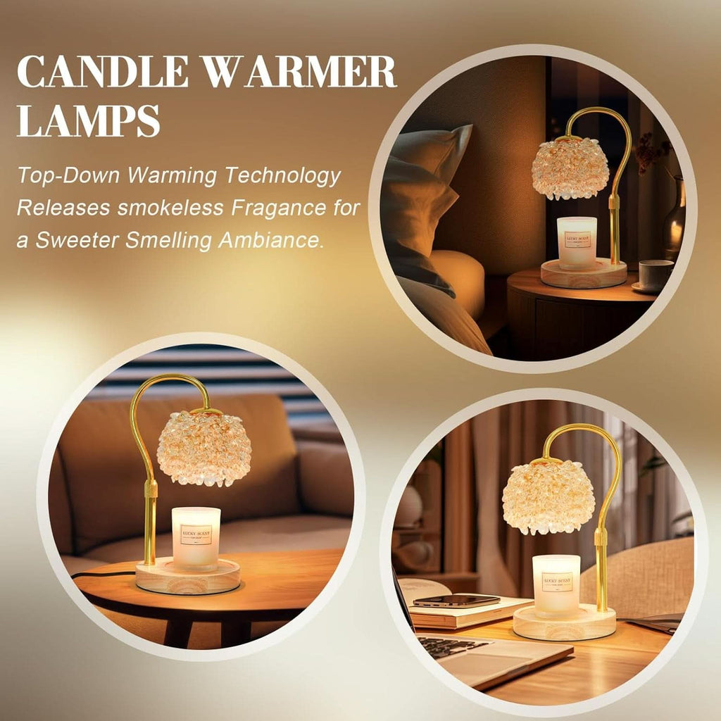 Candle Warmer Lamp Adjustable Height Crystal Lampshade-3