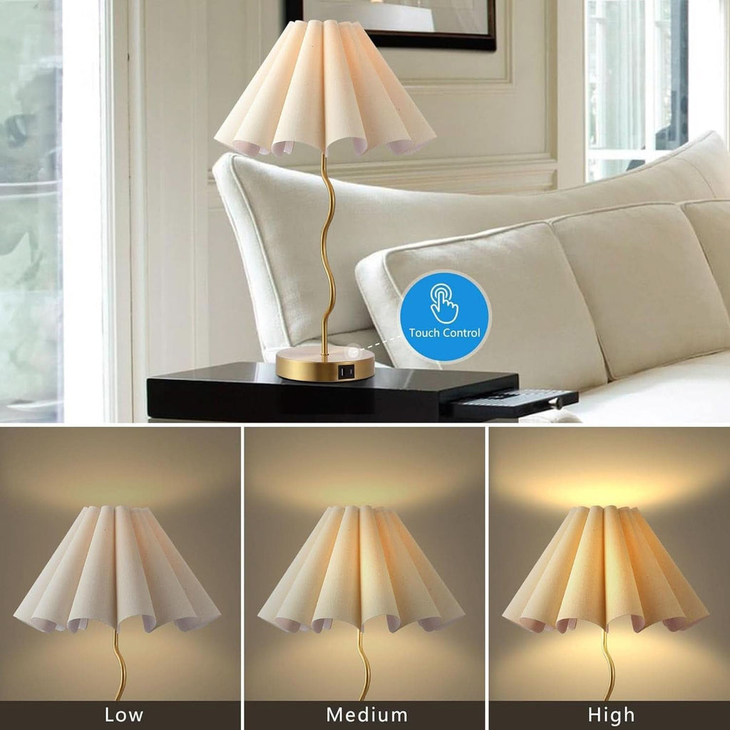 Pleated Linen Table Lamp Modern Bedside Illumination-2