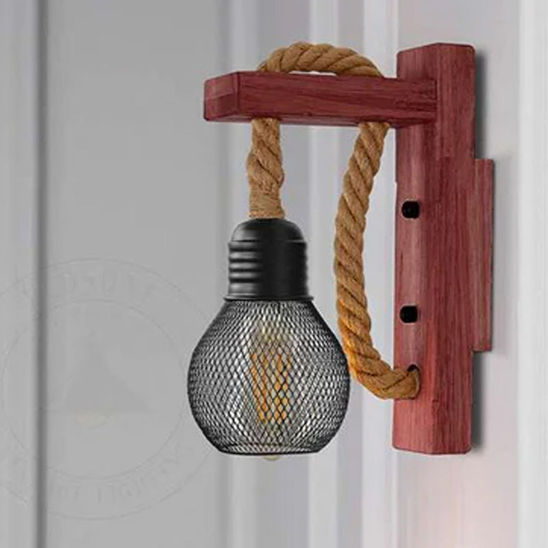 Rope Wall Lights Rustic Vintage Wooden Wall Lamps ~4571-0