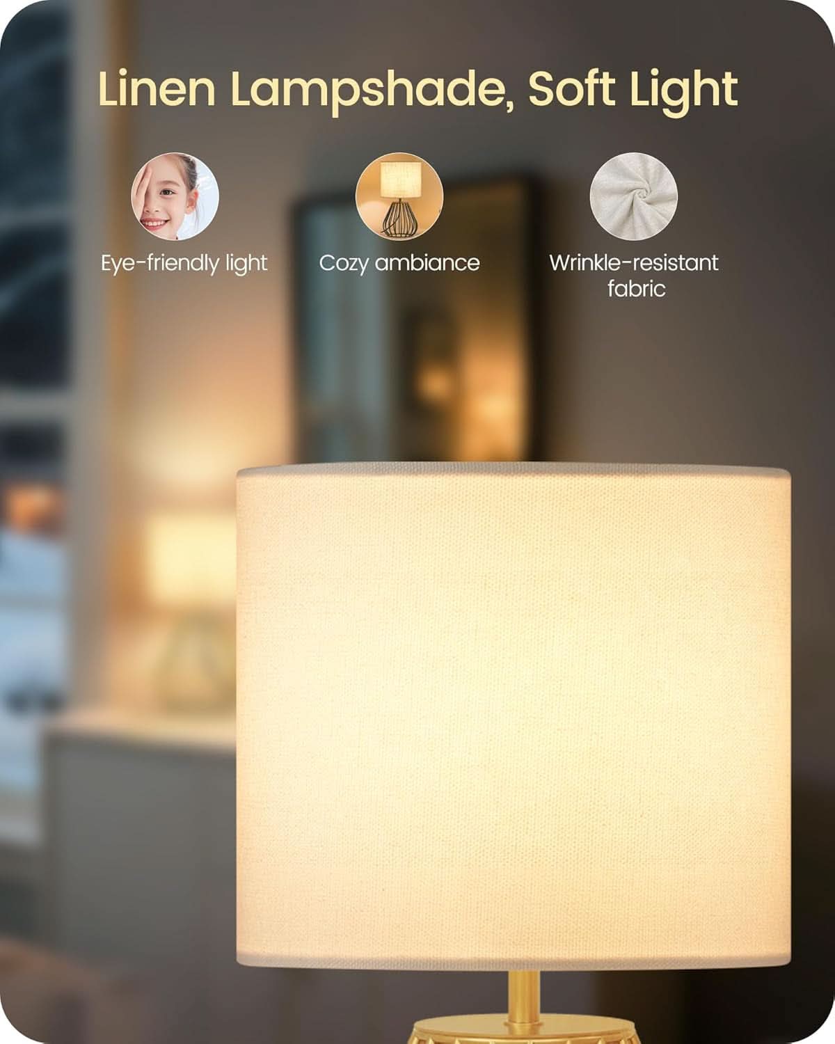 Aureate Table Lamp Featuring Luxurious Linen Shade-4