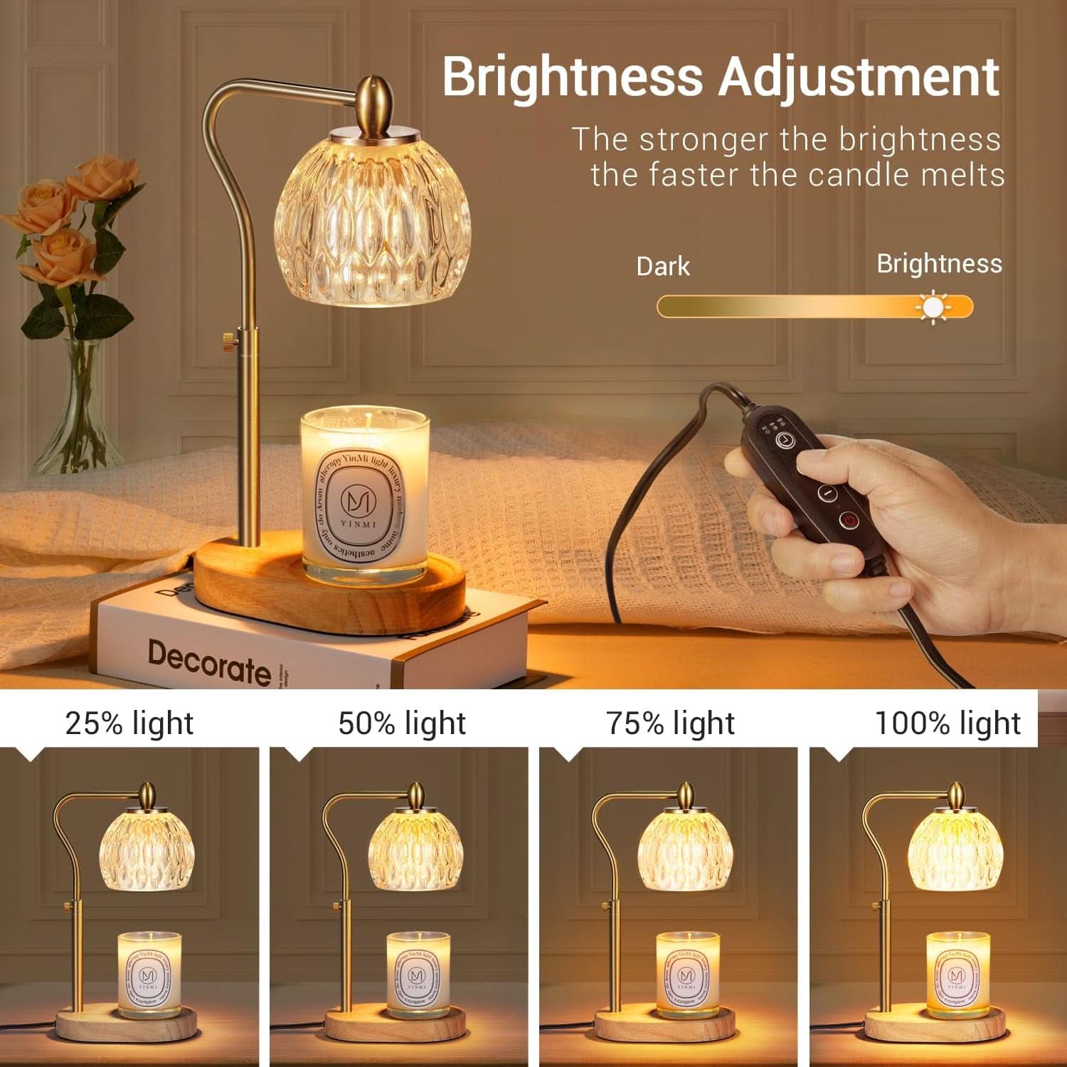 Goldtone Candle Warmer Lamp With Programmable Timer-2