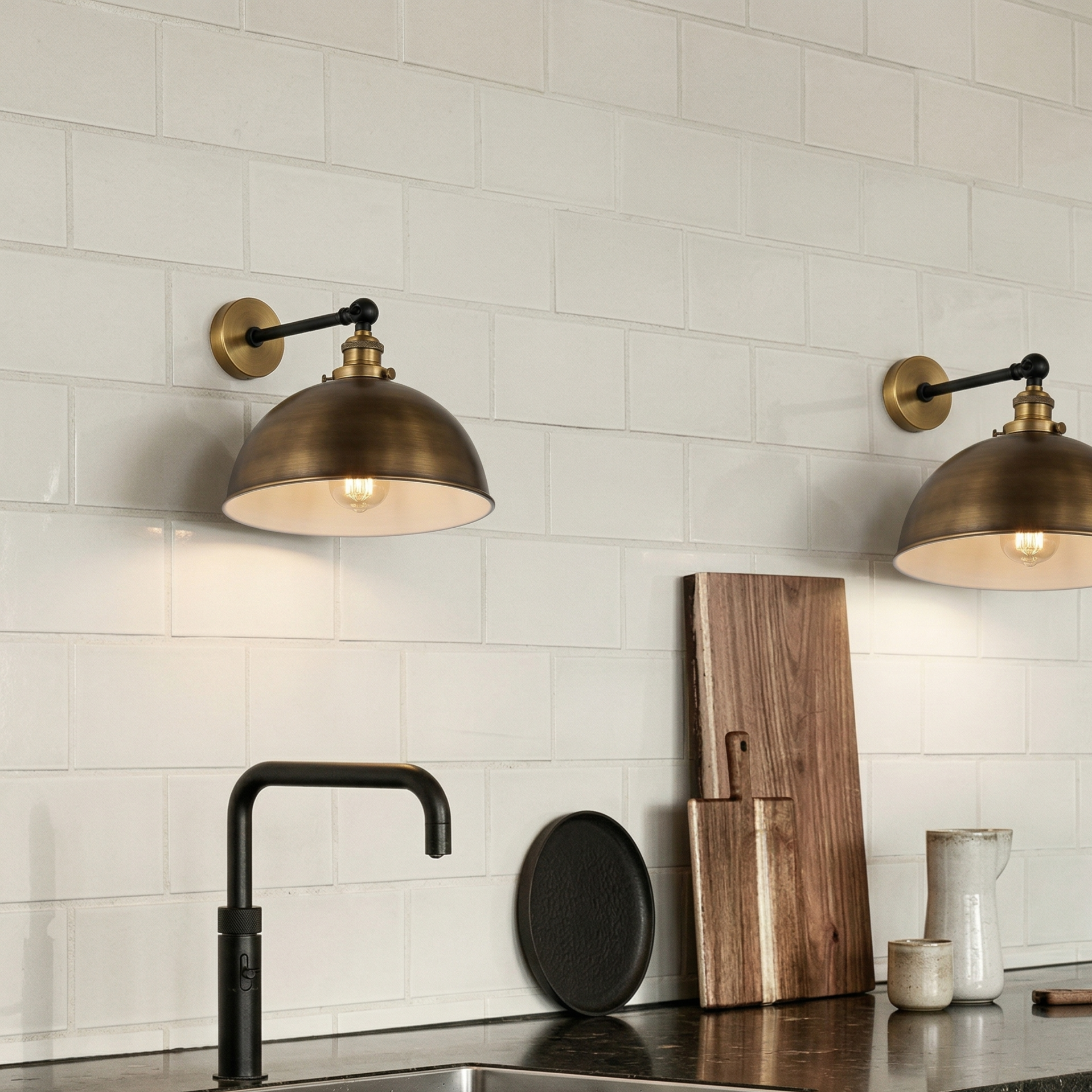 Industrial Adjustable Dome Wall Light -30cm Vintage Task Sconce~2473