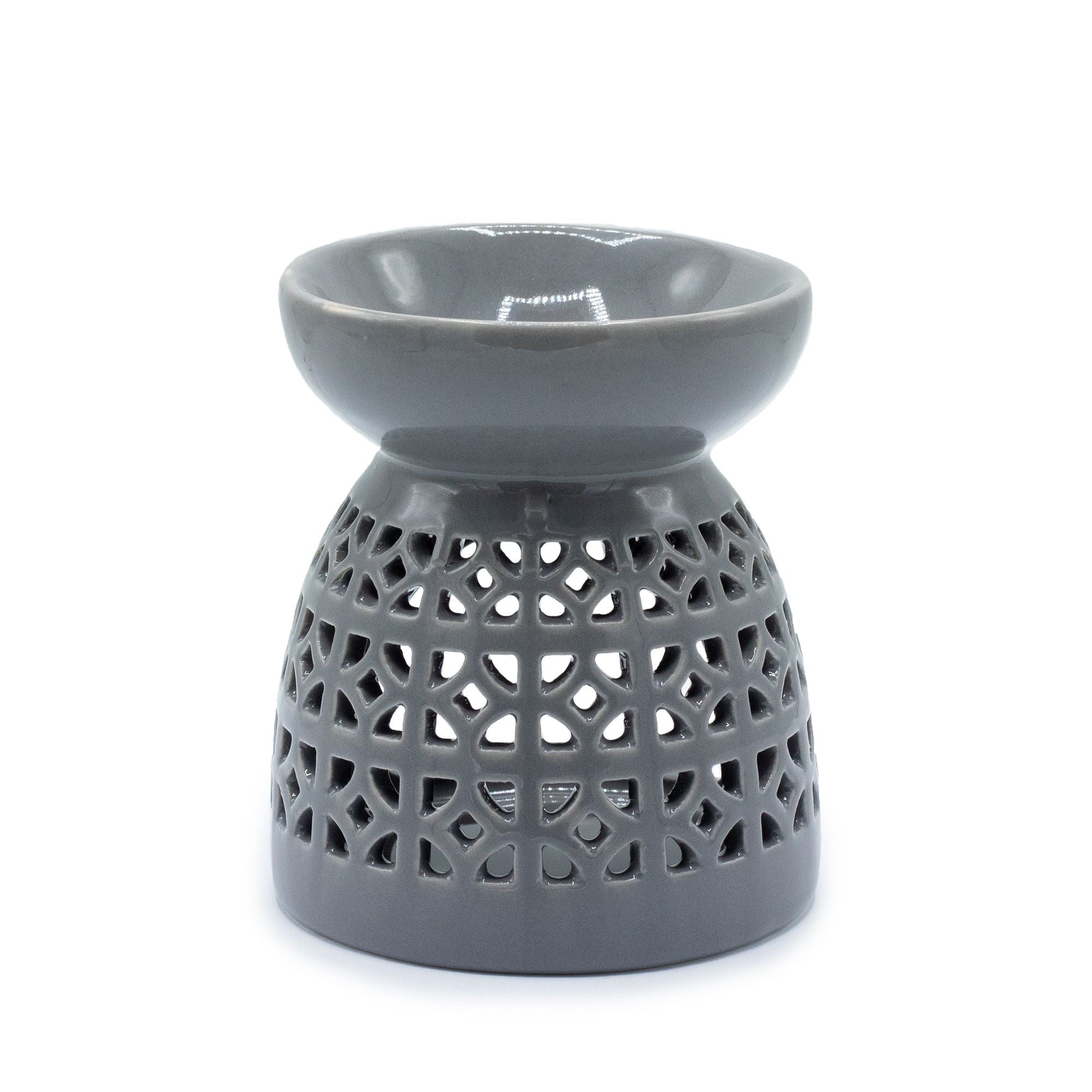 Classic Oil Burner - Morrocan Cutout - Grey-1
