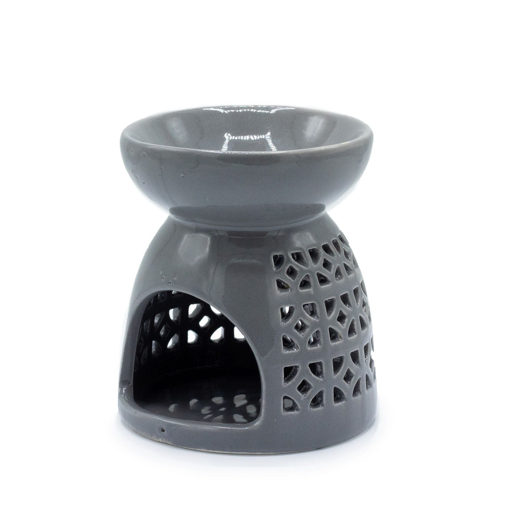 Classic Oil Burner - Morrocan Cutout - Grey-0