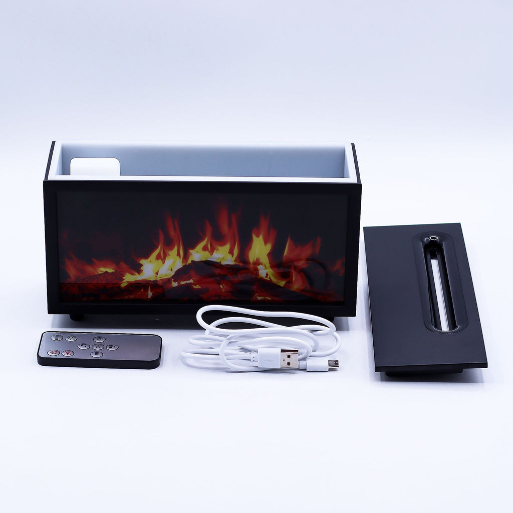 Flame Effect Aroma Diffuser with Birdsound - Black USB - Colour Change-2