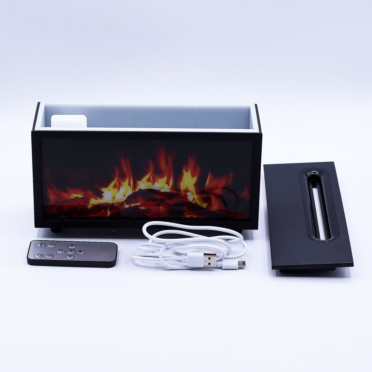 Flame Effect Aroma Diffuser with Birdsound - Black USB - Colour Change-2