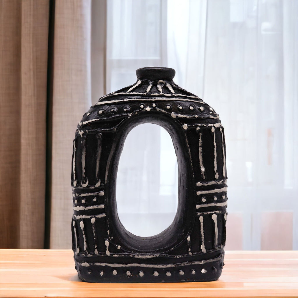 Oval Donut Shaped Vase - Chocolate 23cm-3