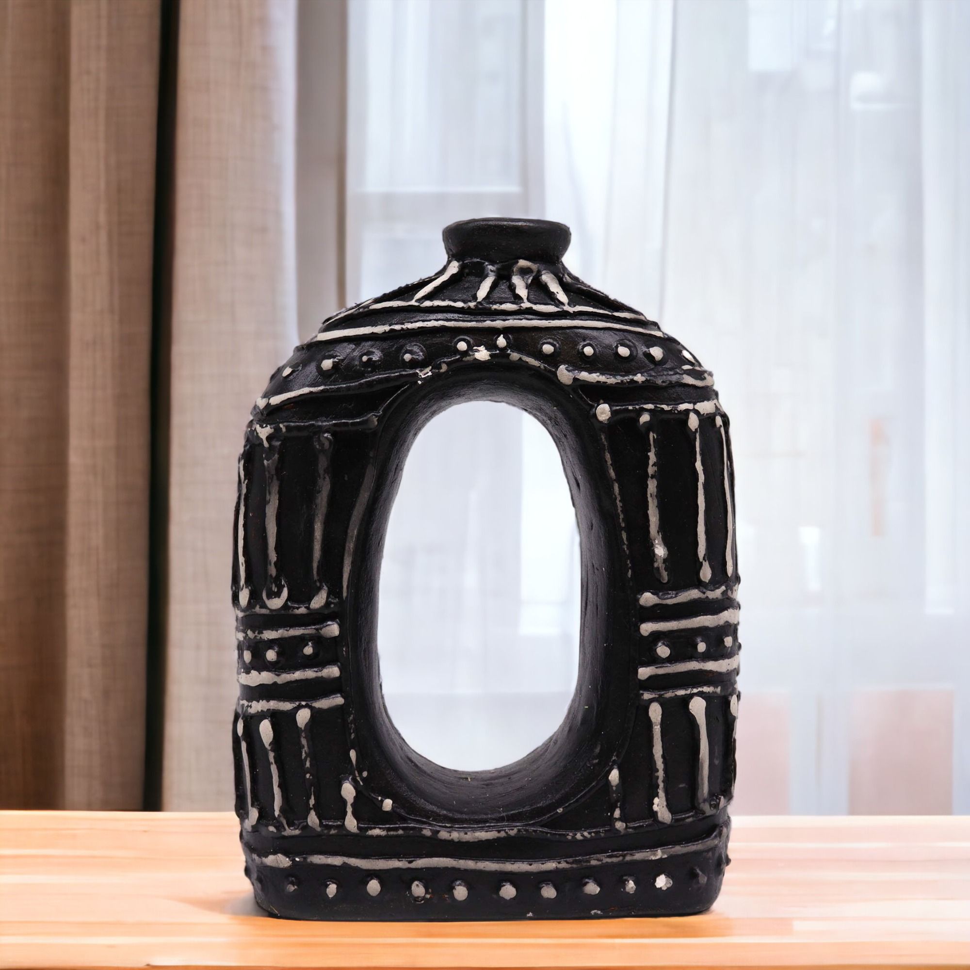 Oval Donut Shaped Vase - Chocolate 23cm-3