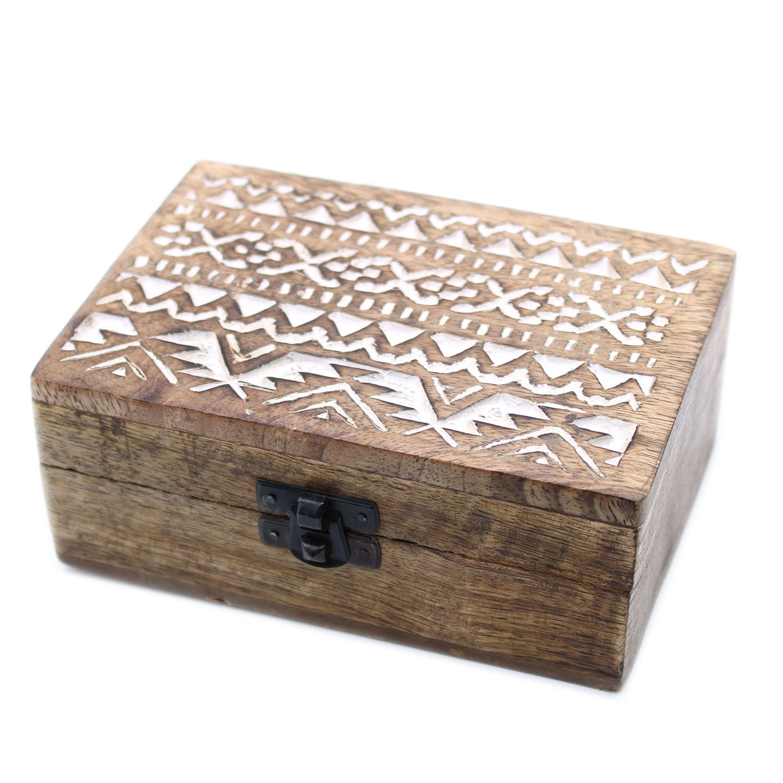 White Washed Wooden Box - 6X4 Slavic Design-1