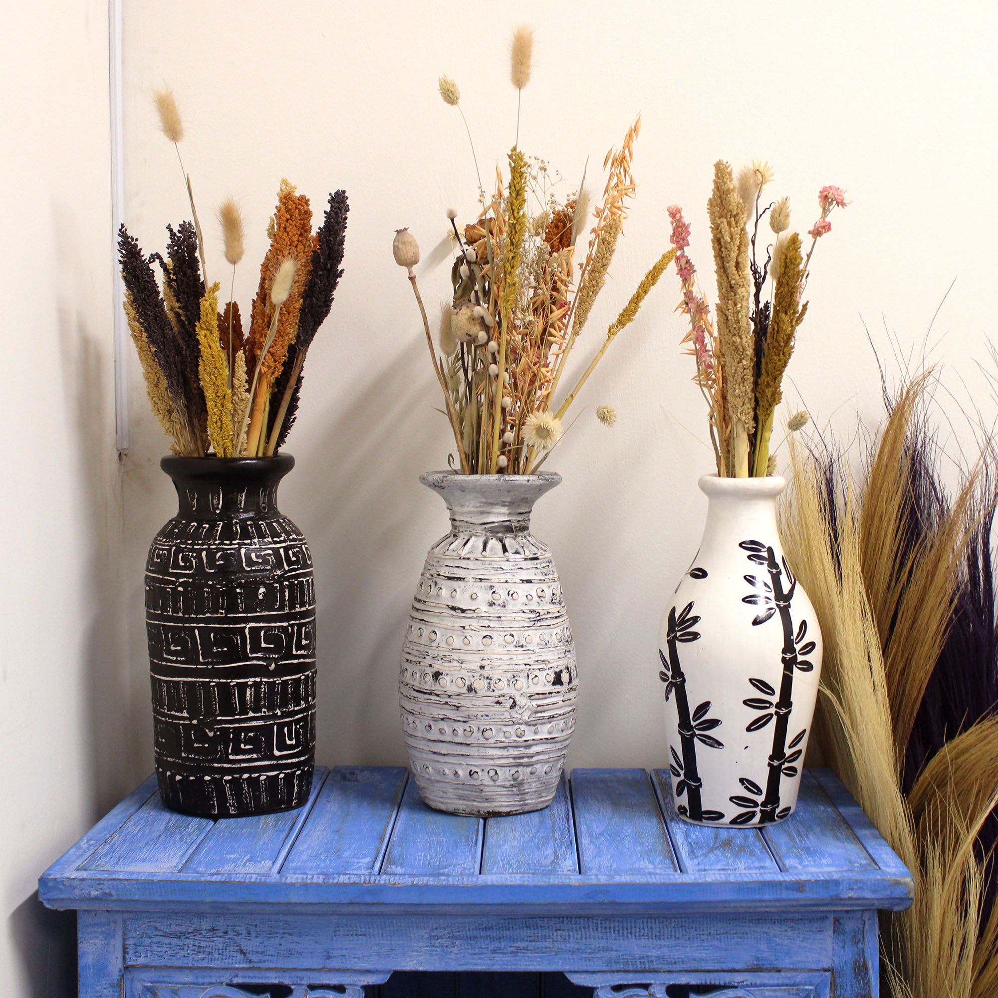 Bamboo Motif Straight Vase - Natural-3