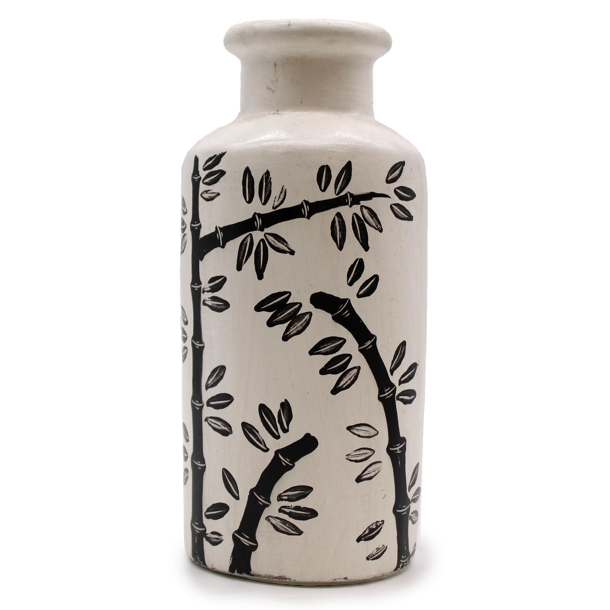 Bamboo Motif Straight Vase - Natural-0