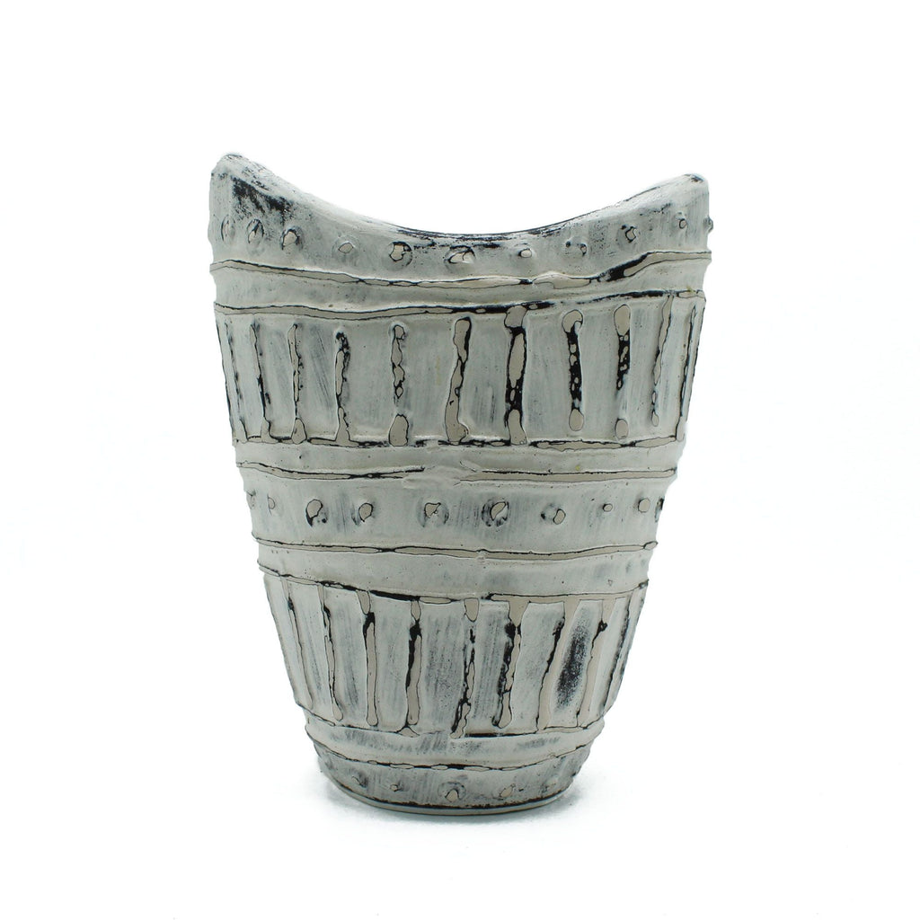 Wide Neck Shaped Vase - Cream 22cm-2