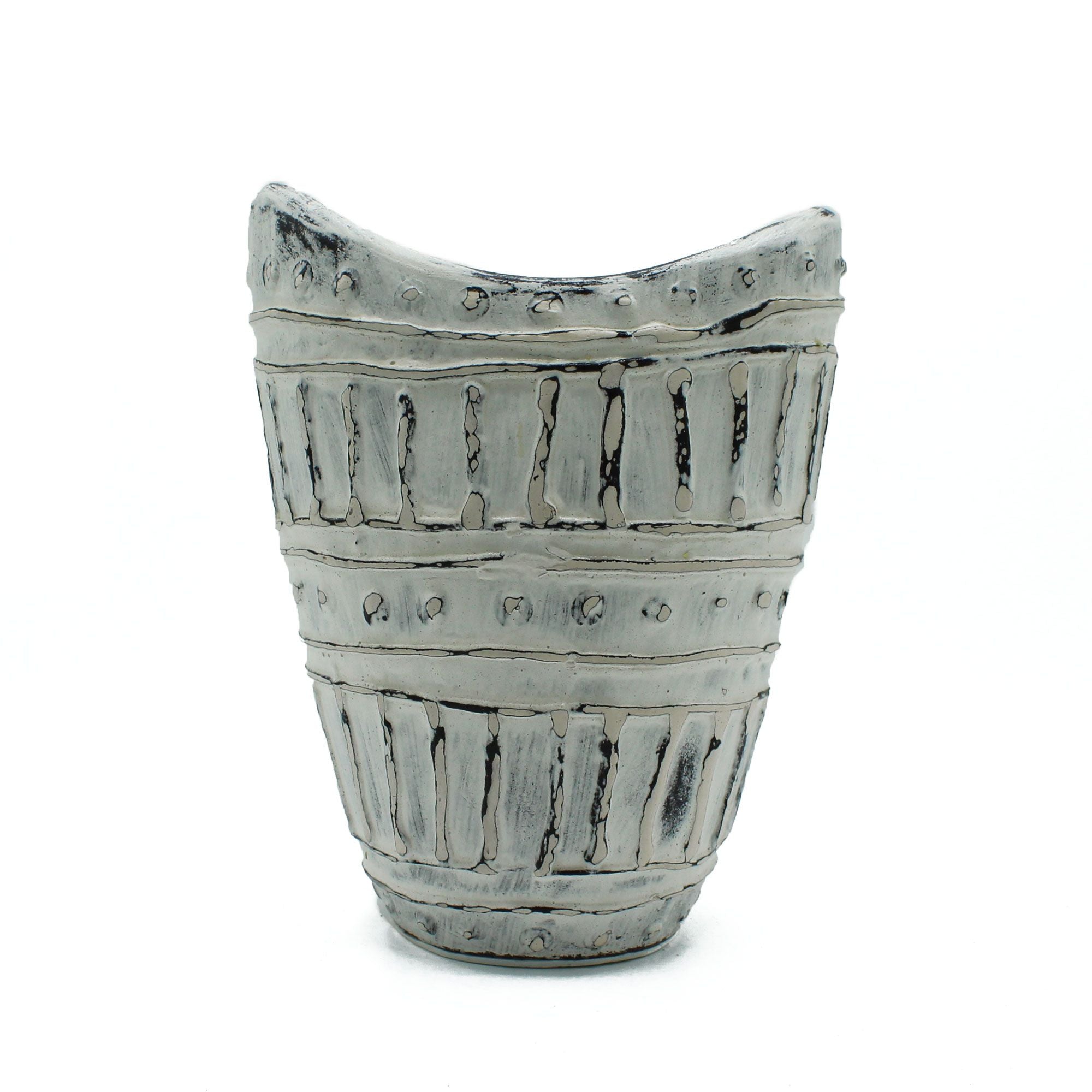 Wide Neck Shaped Vase - Cream 22cm-2