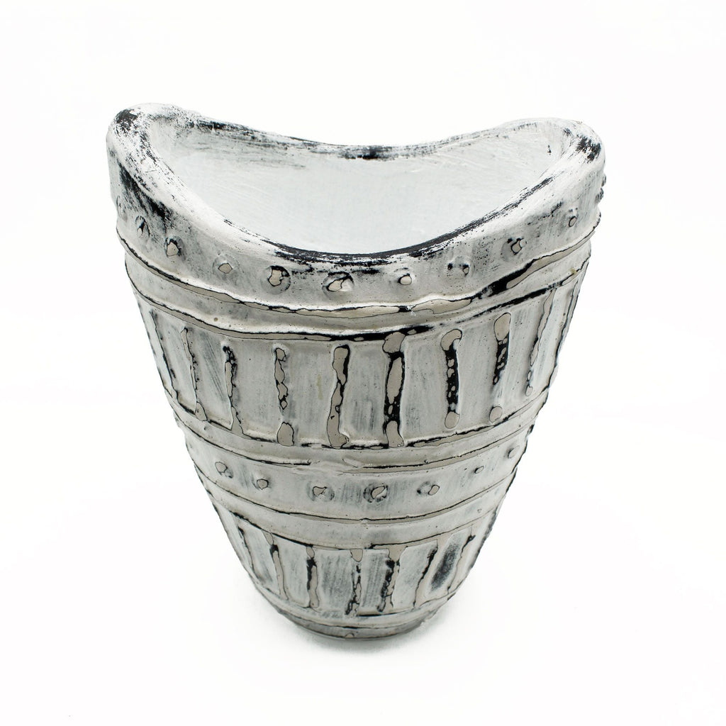 Wide Neck Shaped Vase - Cream 22cm-0